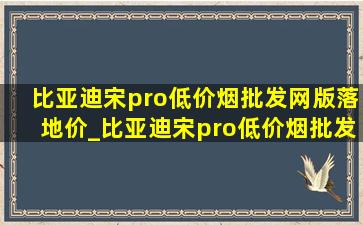 比亚迪宋pro(低价烟批发网)版落地价_比亚迪宋pro(低价烟批发网)版脚垫