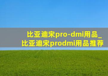 比亚迪宋pro-dmi用品_比亚迪宋prodmi用品推荐