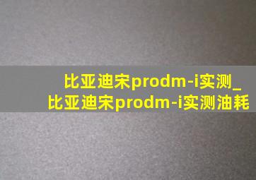 比亚迪宋prodm-i实测_比亚迪宋prodm-i实测油耗