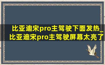 比亚迪宋pro主驾驶下面发热_比亚迪宋pro主驾驶屏幕太亮了