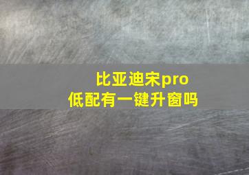 比亚迪宋pro低配有一键升窗吗