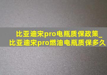 比亚迪宋pro电瓶质保政策_比亚迪宋pro燃油电瓶质保多久