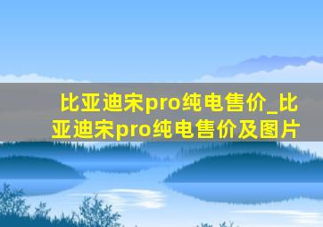 比亚迪宋pro纯电售价_比亚迪宋pro纯电售价及图片