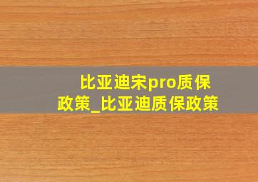 比亚迪宋pro质保政策_比亚迪质保政策