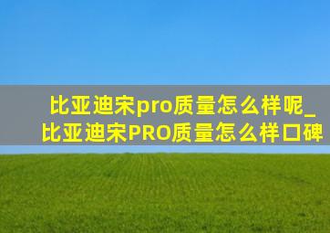 比亚迪宋pro质量怎么样呢_比亚迪宋PRO质量怎么样口碑