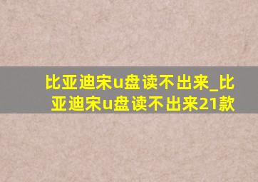 比亚迪宋u盘读不出来_比亚迪宋u盘读不出来21款