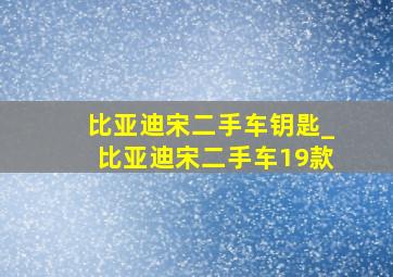 比亚迪宋二手车钥匙_比亚迪宋二手车19款