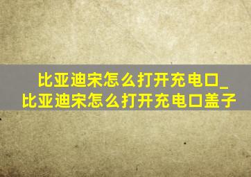 比亚迪宋怎么打开充电口_比亚迪宋怎么打开充电口盖子