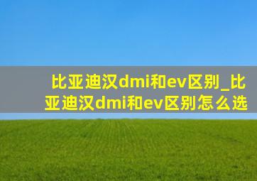 比亚迪汉dmi和ev区别_比亚迪汉dmi和ev区别怎么选