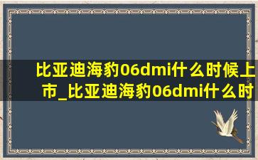 比亚迪海豹06dmi什么时候上市_比亚迪海豹06dmi什么时候上市的