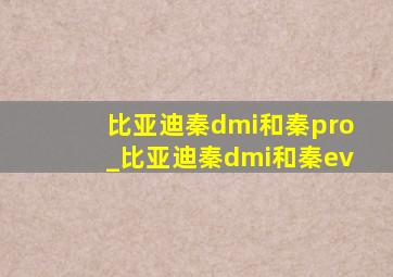 比亚迪秦dmi和秦pro_比亚迪秦dmi和秦ev