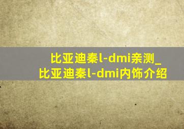 比亚迪秦l-dmi亲测_比亚迪秦l-dmi内饰介绍