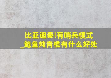 比亚迪秦l有哨兵模式_鲍鱼炖青榄有什么好处