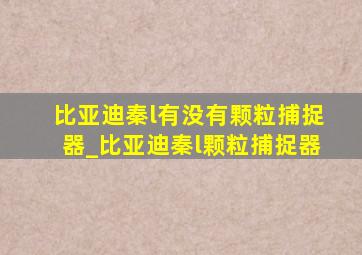 比亚迪秦l有没有颗粒捕捉器_比亚迪秦l颗粒捕捉器