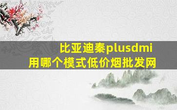 比亚迪秦plusdmi用哪个模式(低价烟批发网)