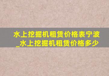 水上挖掘机租赁价格表宁波_水上挖掘机租赁价格多少