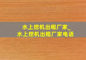 水上挖机出租厂家_水上挖机出租厂家电话