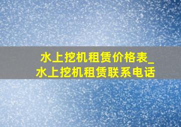 水上挖机租赁价格表_水上挖机租赁联系电话