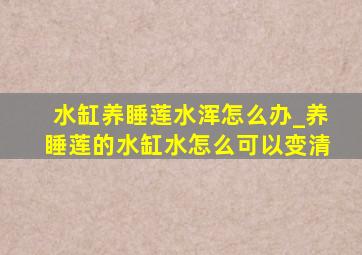 水缸养睡莲水浑怎么办_养睡莲的水缸水怎么可以变清