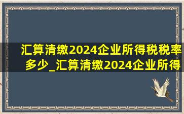 汇算清缴2024企业所得税税率多少_汇算清缴2024企业所得税