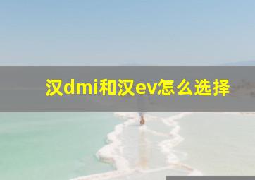 汉dmi和汉ev怎么选择