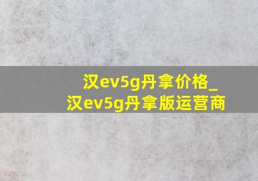 汉ev5g丹拿价格_汉ev5g丹拿版运营商