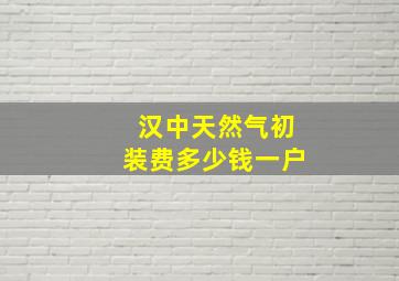 汉中天然气初装费多少钱一户