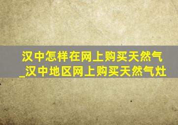 汉中怎样在网上购买天然气_汉中地区网上购买天然气灶