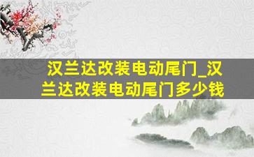 汉兰达改装电动尾门_汉兰达改装电动尾门多少钱