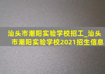 汕头市潮阳实验学校招工_汕头市潮阳实验学校2021招生信息