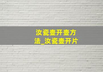 汝瓷壶开壶方法_汝瓷壶开片