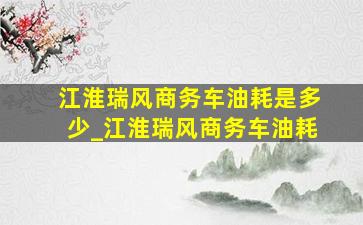 江淮瑞风商务车油耗是多少_江淮瑞风商务车油耗