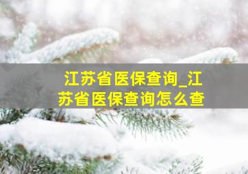 江苏省医保查询_江苏省医保查询怎么查