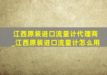 江西原装进口流量计代理商_江西原装进口流量计怎么用