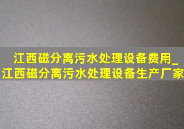 江西磁分离污水处理设备费用_江西磁分离污水处理设备生产厂家