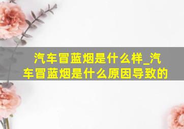 汽车冒蓝烟是什么样_汽车冒蓝烟是什么原因导致的