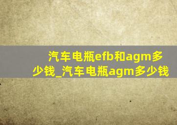 汽车电瓶efb和agm多少钱_汽车电瓶agm多少钱