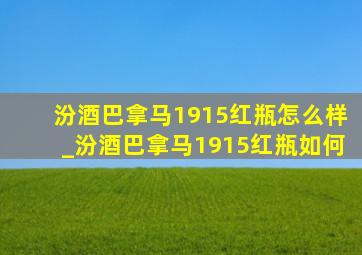 汾酒巴拿马1915红瓶怎么样_汾酒巴拿马1915红瓶如何