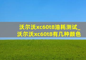 沃尔沃xc60t8油耗测试_沃尔沃xc60t8有几种颜色