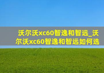 沃尔沃xc60智逸和智远_沃尔沃xc60智逸和智远如何选