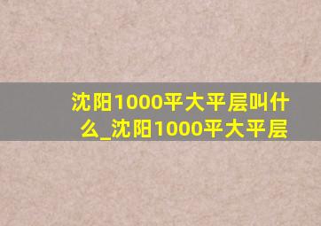 沈阳1000平大平层叫什么_沈阳1000平大平层