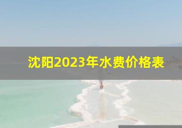 沈阳2023年水费价格表