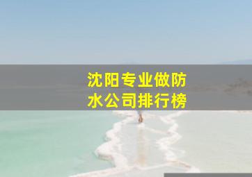 沈阳专业做防水公司排行榜