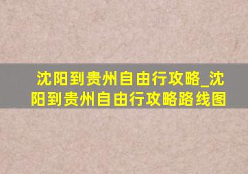 沈阳到贵州自由行攻略_沈阳到贵州自由行攻略路线图