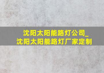 沈阳太阳能路灯公司_沈阳太阳能路灯厂家定制