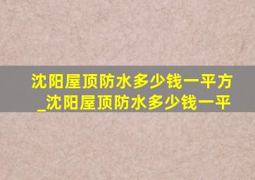 沈阳屋顶防水多少钱一平方_沈阳屋顶防水多少钱一平