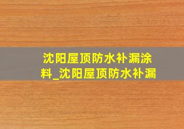 沈阳屋顶防水补漏涂料_沈阳屋顶防水补漏