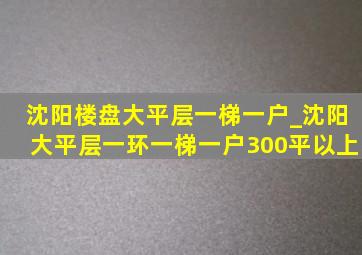 沈阳楼盘大平层一梯一户_沈阳大平层一环一梯一户300平以上