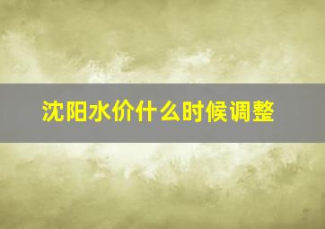 沈阳水价什么时候调整