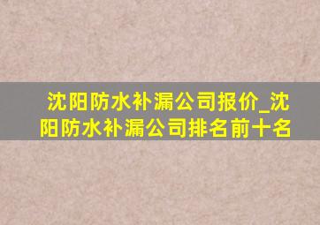 沈阳防水补漏公司报价_沈阳防水补漏公司排名前十名